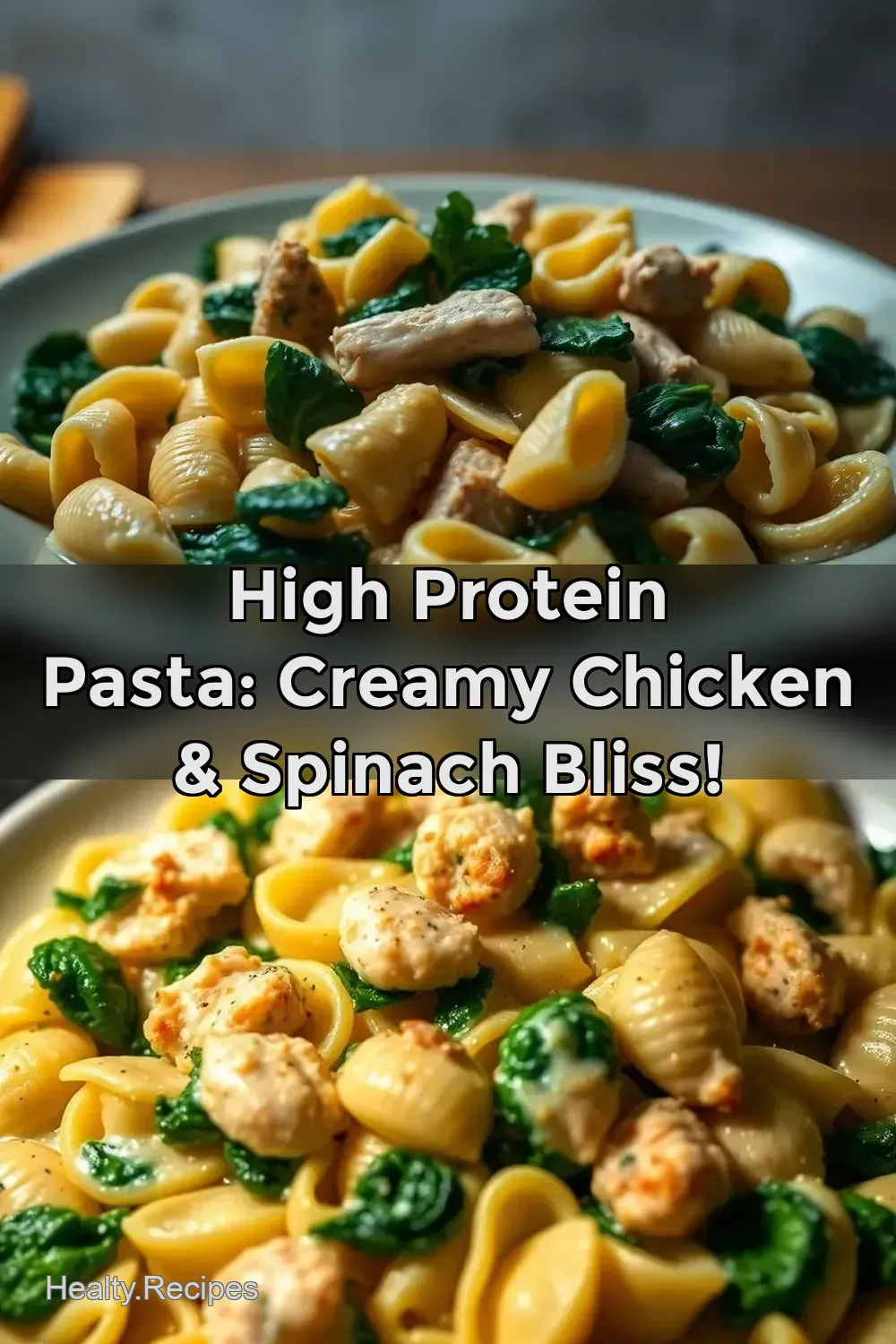 High Protein Pasta: Creamy Chicken & Spinach Bliss!