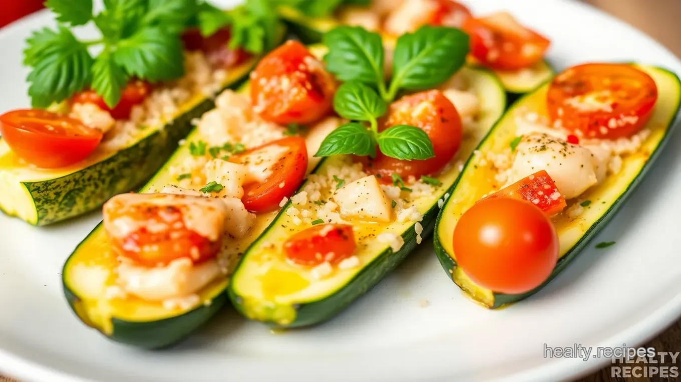 Pesto Langostino Zucchini Boats