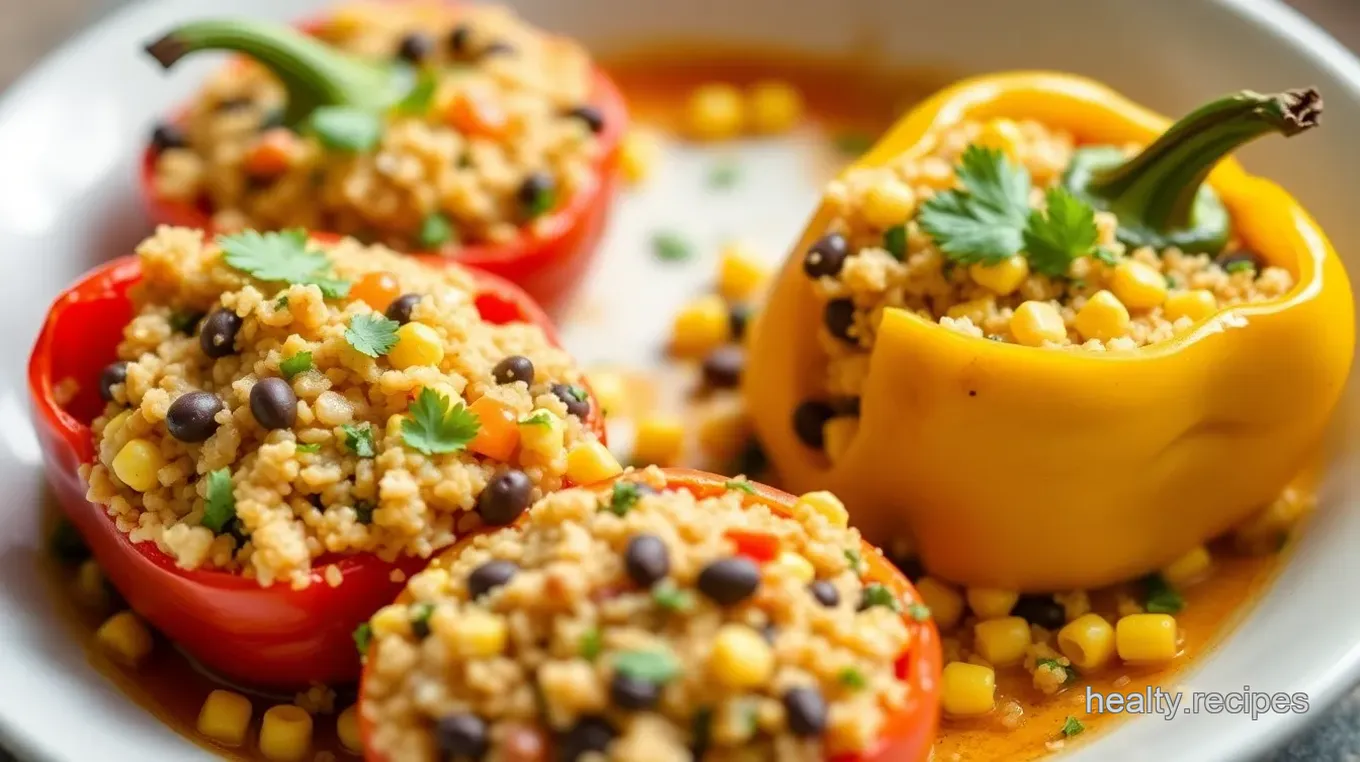 Quinoa-Stuffed Bell Peppers with Avocado & Black Beans