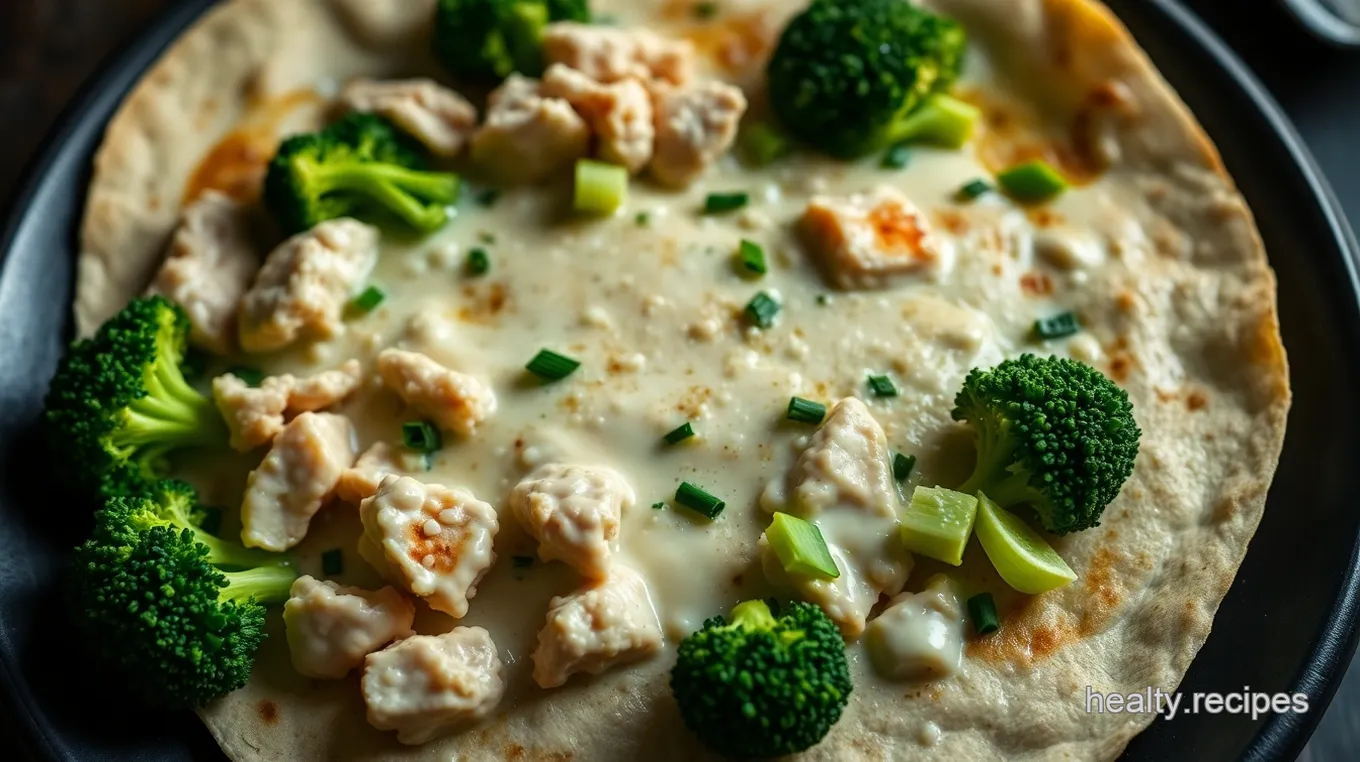 Creamy White Chicken Quesadilla with Broccoli