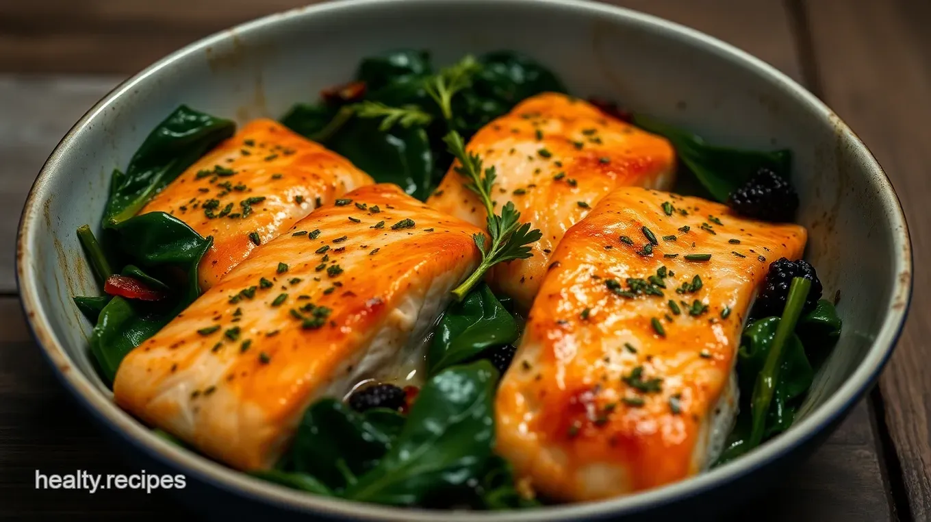 Easy & Juicy Salmon and Spinach Recipe: My Fail-Proof Herb Glazed Method Herbed Salmon with Sautéed Spinach