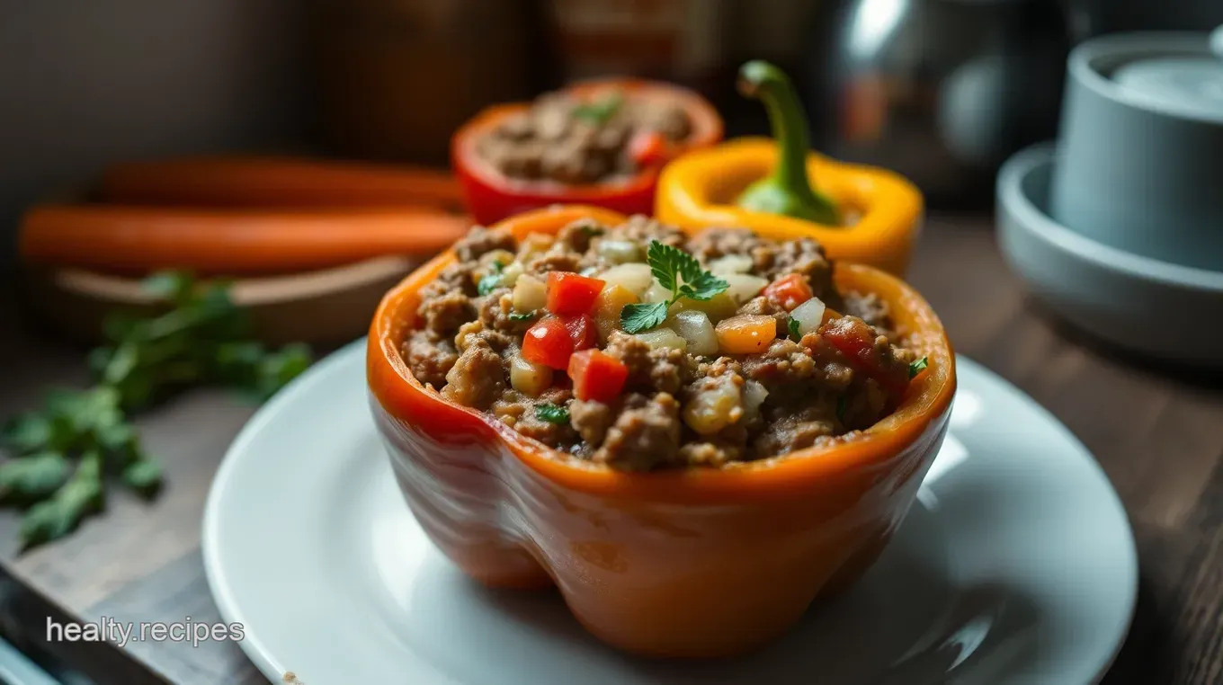Easy No-Rice Stuffed Bell Peppers: A Juicy Mediterranean Delight No-Rice Stuffed Bell Peppers with a Savory Twist