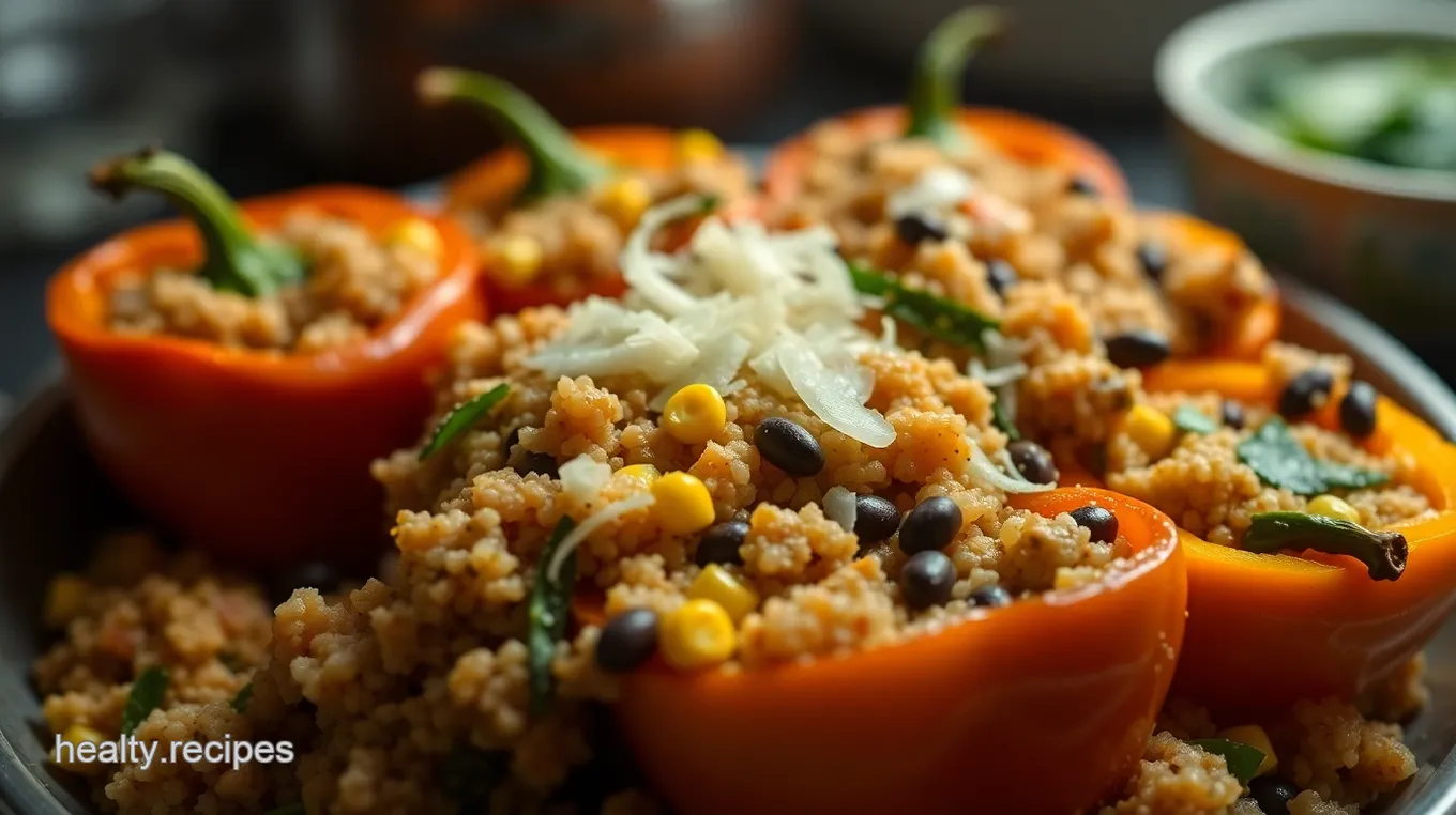 Stuffed Orange Peppers with Quinoa and Black Beans