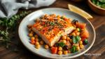 Bake Salmon with Chickpeas & Fresh Salad