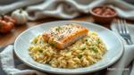 Sautéed Salmon Risotto with Garlic Flavor