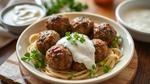 Cooked Low-Carb Meatballs with Tzatziki