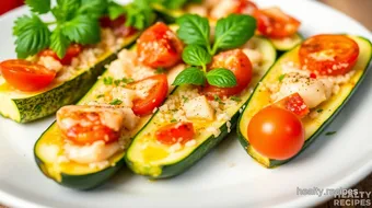 Bake Langostino Zucchini Boats - Delicious! recipe card