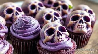 Bake Purple Skulls Cupcakes - Spooky Fun Treats