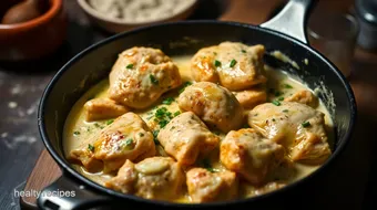 Delicious, Low Carb Low Sodium Creamy Garlic Chicken Skillet Recipe recipe card