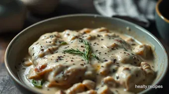 Indulge in Creamy Garlic Herb Chicken: Carbs in Half and Half Made Easy recipe card