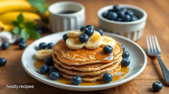 Cook Oatmeal Pancakes with Blueberries & Bananas