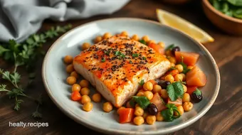 Bake Salmon with Chickpeas & Fresh Salad