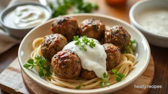 Cooked Low-Carb Meatballs with Tzatziki