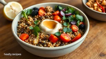 Roasted Quinoa Veggie Bowl with Tahini