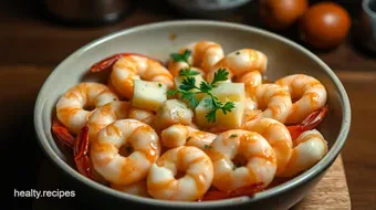 Delicious High Protein Seafood Meals: Lemon Garlic Butter Shrimp Bowl recipe card