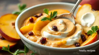 Mixing Peach Dip with Creamy Greek Yogurt