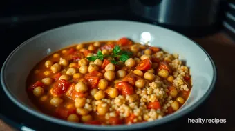 Protein-Packed High Protein Slow Cooker Meals: Chickpea & Quinoa Stew recipe card