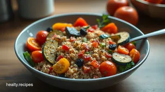 Healthy Recipes for Weight Loss: Savory Quinoa Bowl with Roasted Veggies recipe card