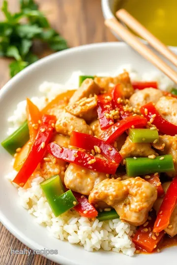 Asian-Inspired Stir-Fried Chicken with a Peanut Butter Dressing presentation