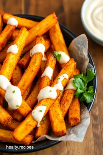 Spicy Hot Fries with Garlic Aioli presentation