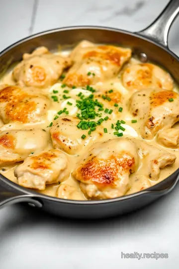 Creamy Garlic Chicken Skillet: Low Carb Low Sodium Delight presentation