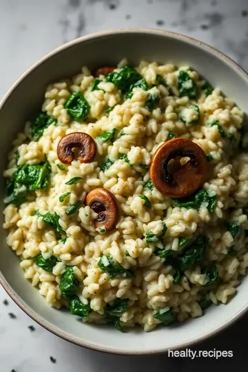 Creamy Spinach and Mushroom Risotto presentation