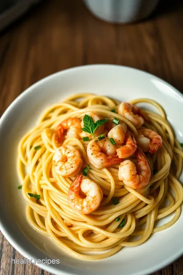 Garlic Butter Small Shrimp Pasta presentation