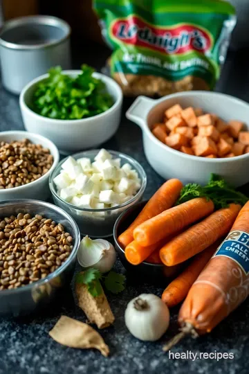 Heartwarming Anti-Inflammatory Vegetable and Lentil Stew ingredients