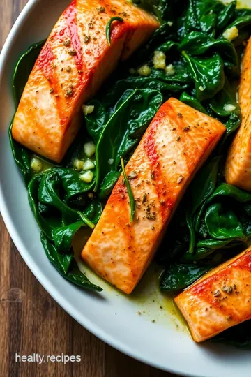 Herbed Salmon with Sautéed Spinach presentation