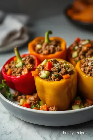 No-Rice Stuffed Bell Peppers with a Savory Twist presentation