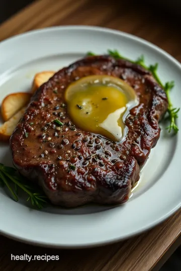 Pan-Seared Ribeye Filet with Garlic Herb Butter presentation