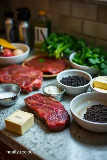 Perfectly Seared Sirloin Strip Steak with Garlic Herb Butter ingredients