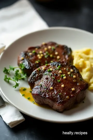 Perfectly Seared Sirloin Strip Steak with Garlic Herb Butter presentation