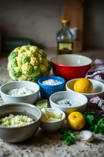 Roasted Romanesco Cauliflower with Garlic and Lemon ingredients