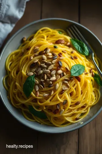 Roasted Spaghetti Squash with Seed Medley presentation