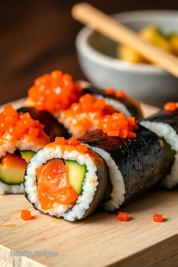 Salmon Roe Uramaki (Inside-Out Sushi Rolls) presentation