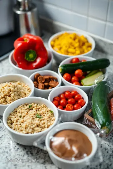 Savory Quinoa Bowl with Roasted Veggies & Lemon-Tahini Dressing ingredients