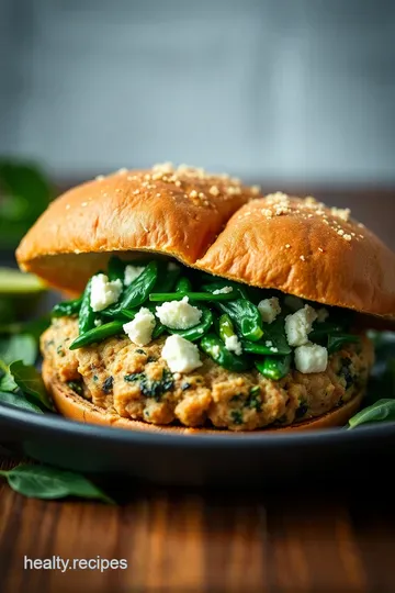 Savory Spinach & Feta Turkey Burgers presentation
