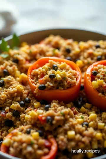 Stuffed Orange Peppers with Quinoa and Black Beans presentation