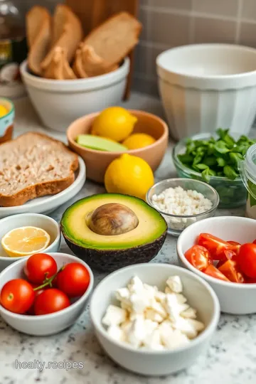 Gourmet Healthy Avocado Toast with Cherry Tomatoes and Feta ingredients