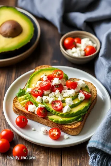 Gourmet Healthy Avocado Toast with Cherry Tomatoes and Feta presentation