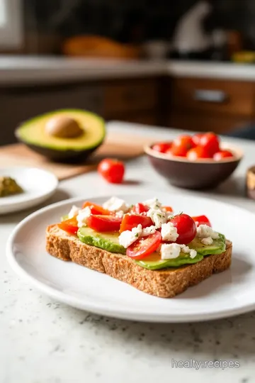 Gourmet Healthy Avocado Toast with Cherry Tomatoes and Feta steps