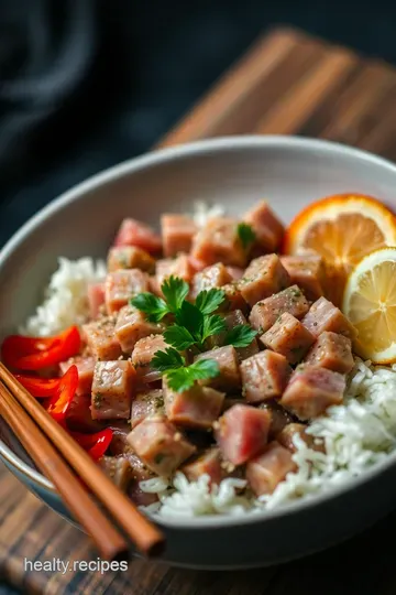 Tuna Poke Bowl – A Taste of the Pacific presentation