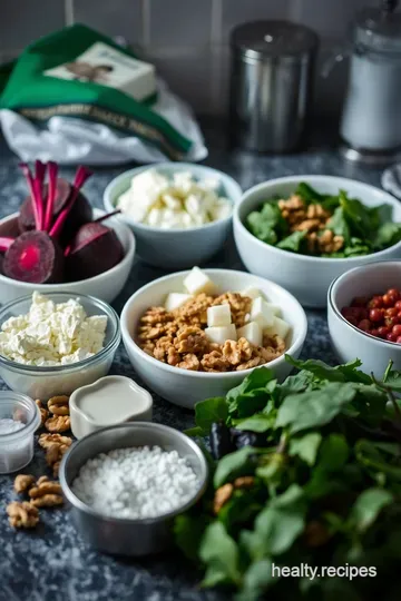 Vibrant Beetroot and Goat Cheese Salad with Crunchy Walnuts ingredients