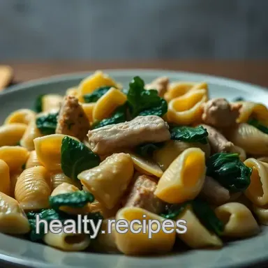Creamy High Protein Pasta Shells: Chicken & Spinach!