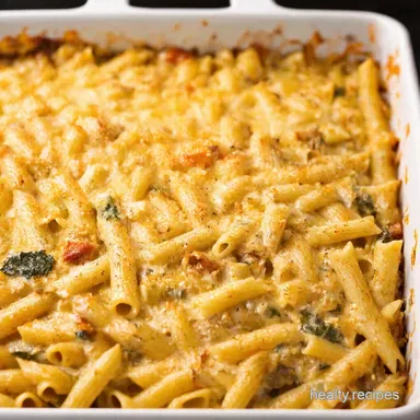 Creamy Roasted Veggie Pasta Bake Meatless Comfort Recipe Card