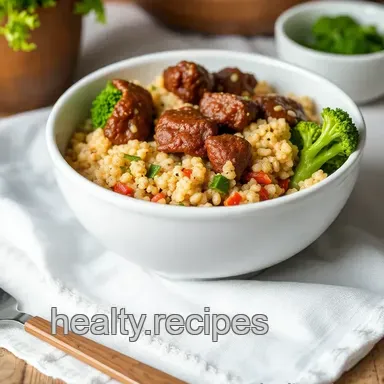 Easy Quick Beef Quinoa with Broccoli Delight: 30-Minute Family Favorite! Recipe Card