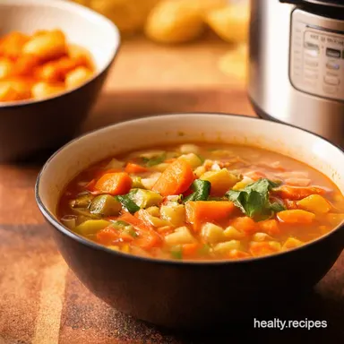 Instant Pot Vegetable Soup Hearty Easy Ready in 55 Recipe Card