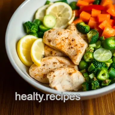 Easy & Savory Chicken & Veggie Bowl: High Protein Low Carb Meal Prep Recipe Card