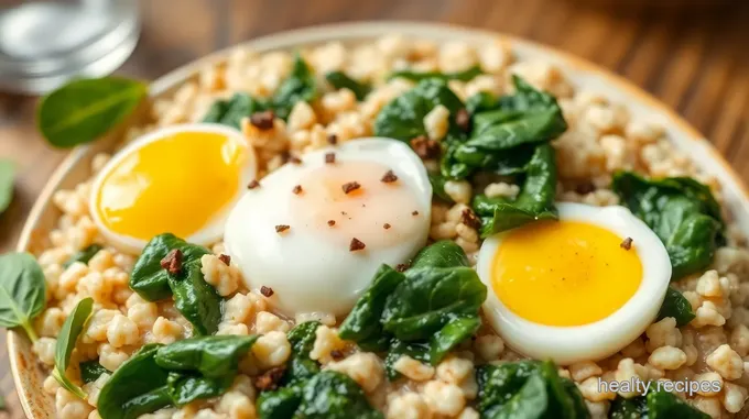 Savory Oatmeal with Spinach and Poached Egg